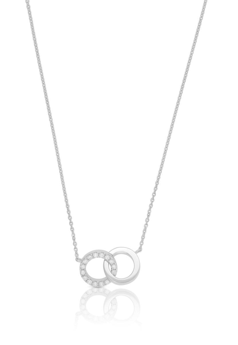 MUAU Schmuck  Collier or blanc 750/18K double cercle, diamant 0.16ct. 