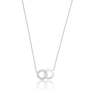 MUAU Schmuck  Collier 750/18K Weissgold Doppel-Kreis, Diamant 0.16ct. 