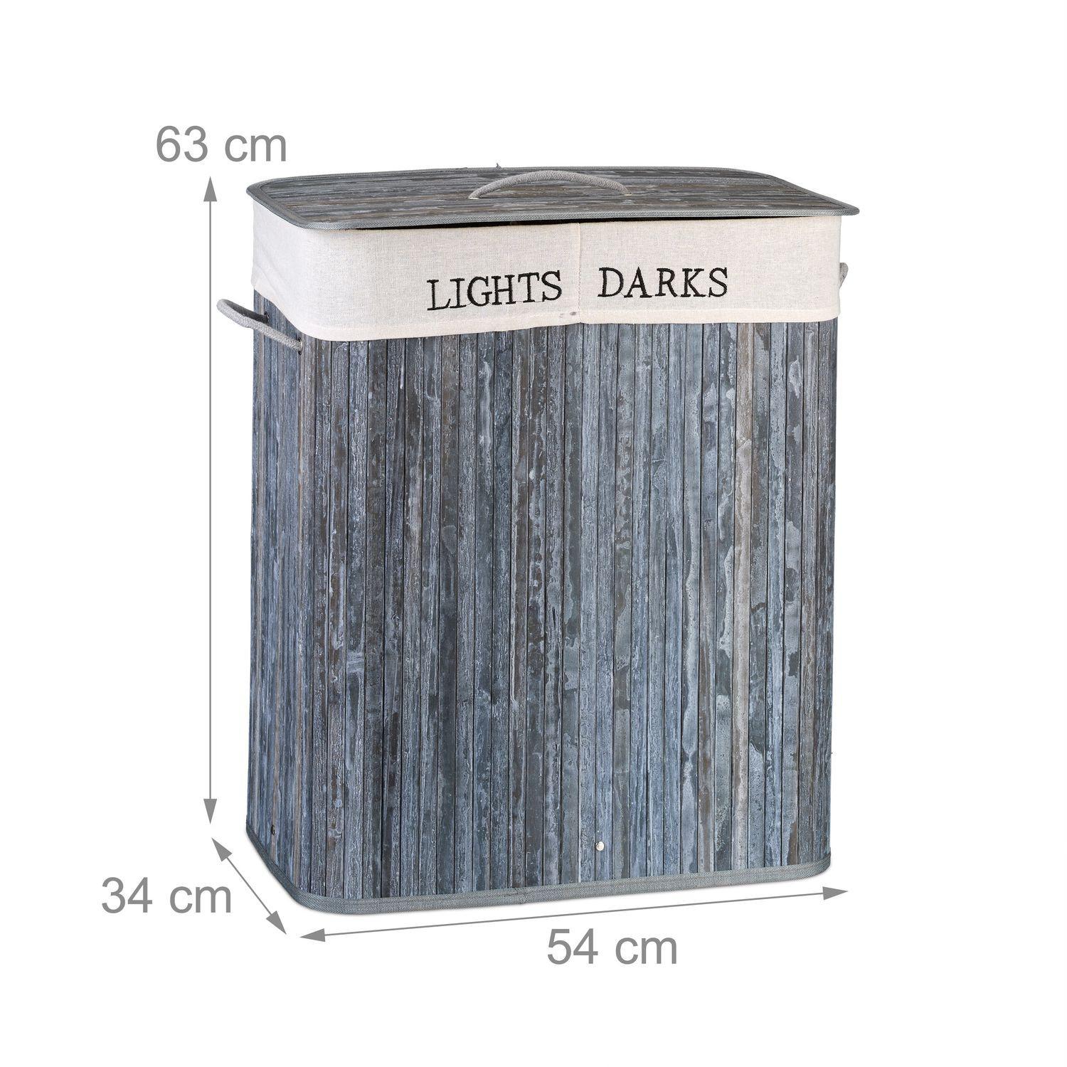 Northix Cesto portabiancheria in bambù con 2 scomparti  