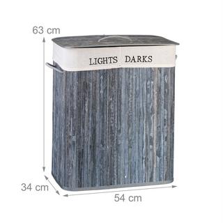 Northix Cesto portabiancheria in bambù con 2 scomparti  