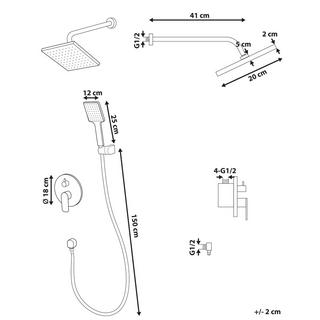 Beliani Einbau-Duschset mit Regendusche aus Messing Modern GUARATUBA  