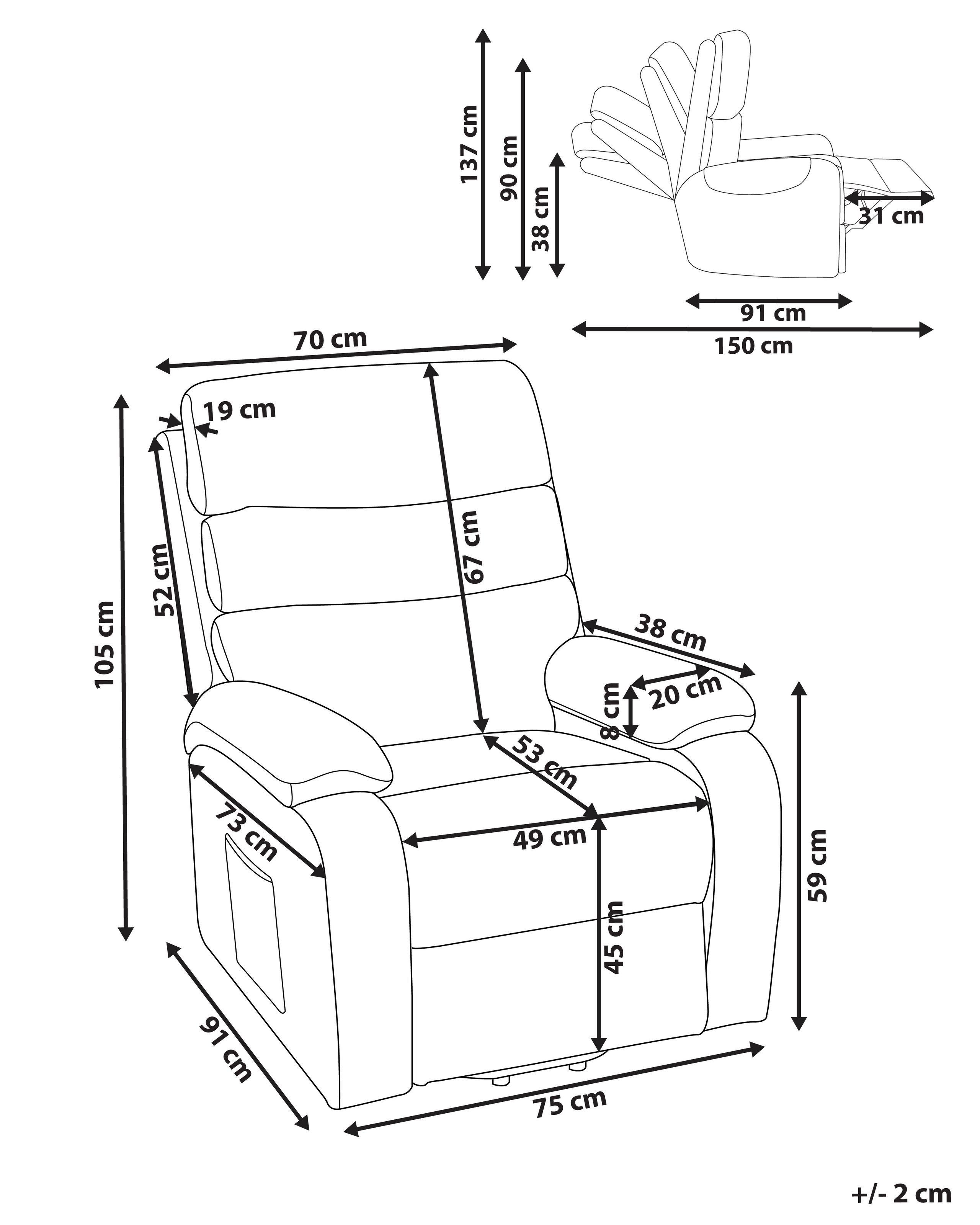 Beliani Fauteuil inclinable électrique en Polyester Moderne RISE  