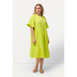 Ulla Popken Abito Mussola Linea A Scollo Tunica Mezza Manica  