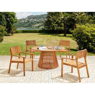 Beliani Tisch mit Stühlen aus Akazienholz Modern AGELLO  