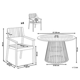 Beliani Tables avec chaises en Acacia Rustique AGELLO  