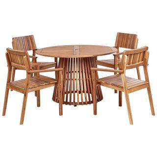Beliani Tables avec chaises en Acacia Rustique AGELLO  
