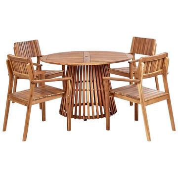 Tisch mit Stühlen aus Akazienholz Modern AGELLO