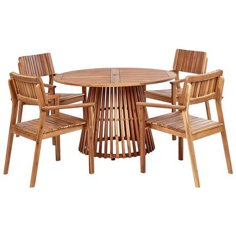Beliani Tables avec chaises en Acacia Rustique AGELLO  