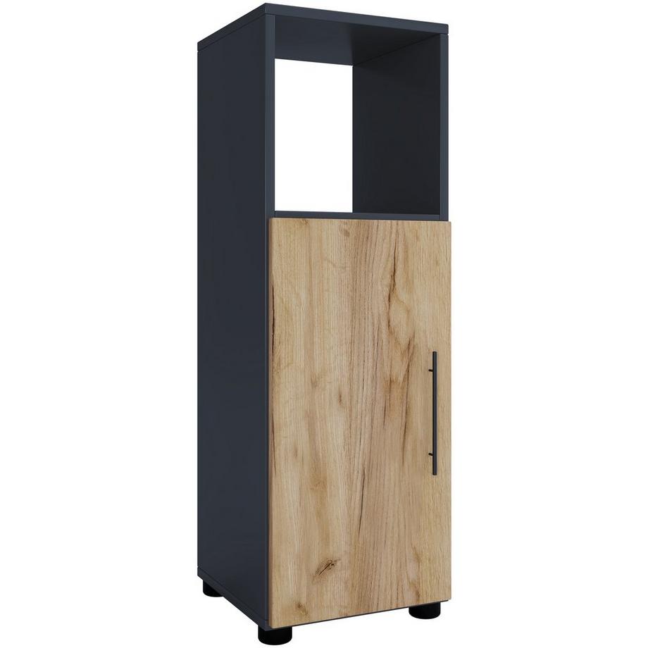 VCM Holz Midischrank | Badschrank mit offenem Fach und einer Drehtür | Maße H. 93 x B. 31 x T. 30 cm | Midischrank - Flandu  