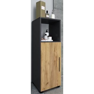 VCM Holz Midischrank | Badschrank mit offenem Fach und einer Drehtür | Maße H. 93 x B. 31 x T. 30 cm | Midischrank - Flandu  