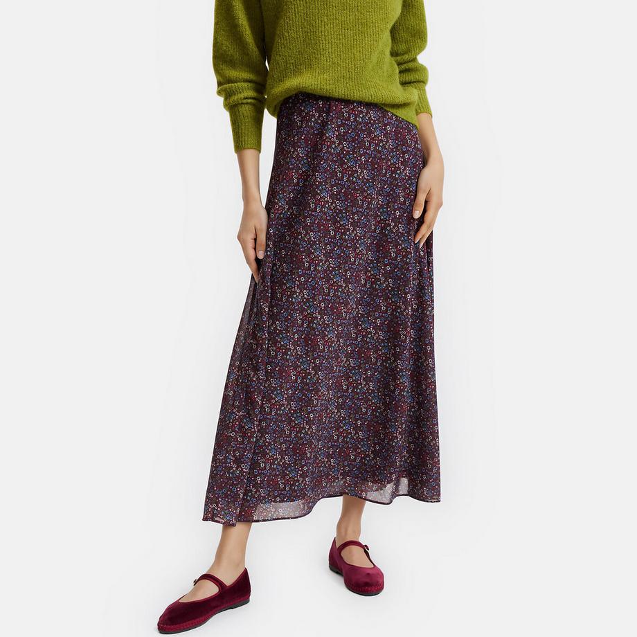 Jupe longue imprimé floral à taille élastiquée