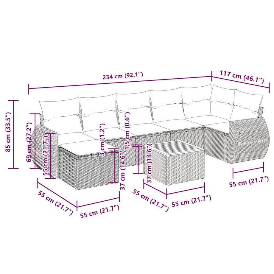 VidaXL Gartensofa set poly-rattan  