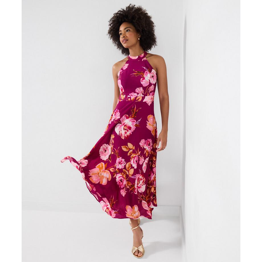 Joe Browns Florales Neckholder Maxikleid mit Schlüsselloch Detail  