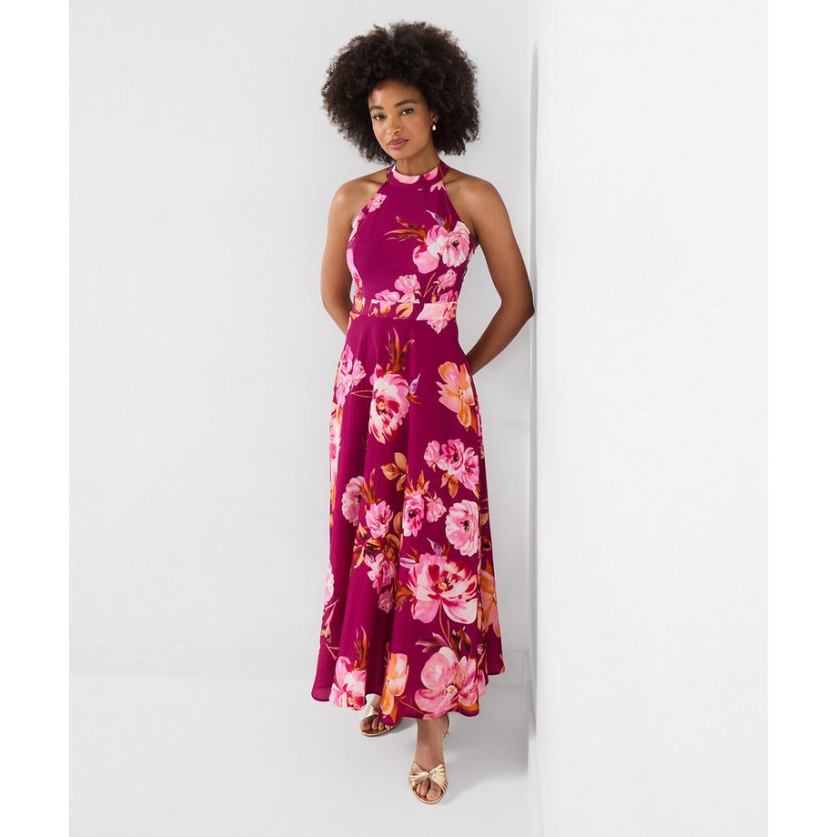Robe Maxi Florale Licou avec Détail Dos Goutte
