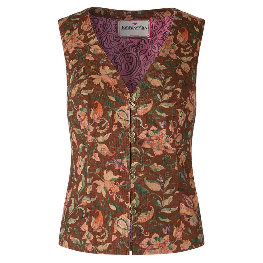 Joe Browns Gilet in Velluto a Coste con Stampa Floreale Autunnale  
