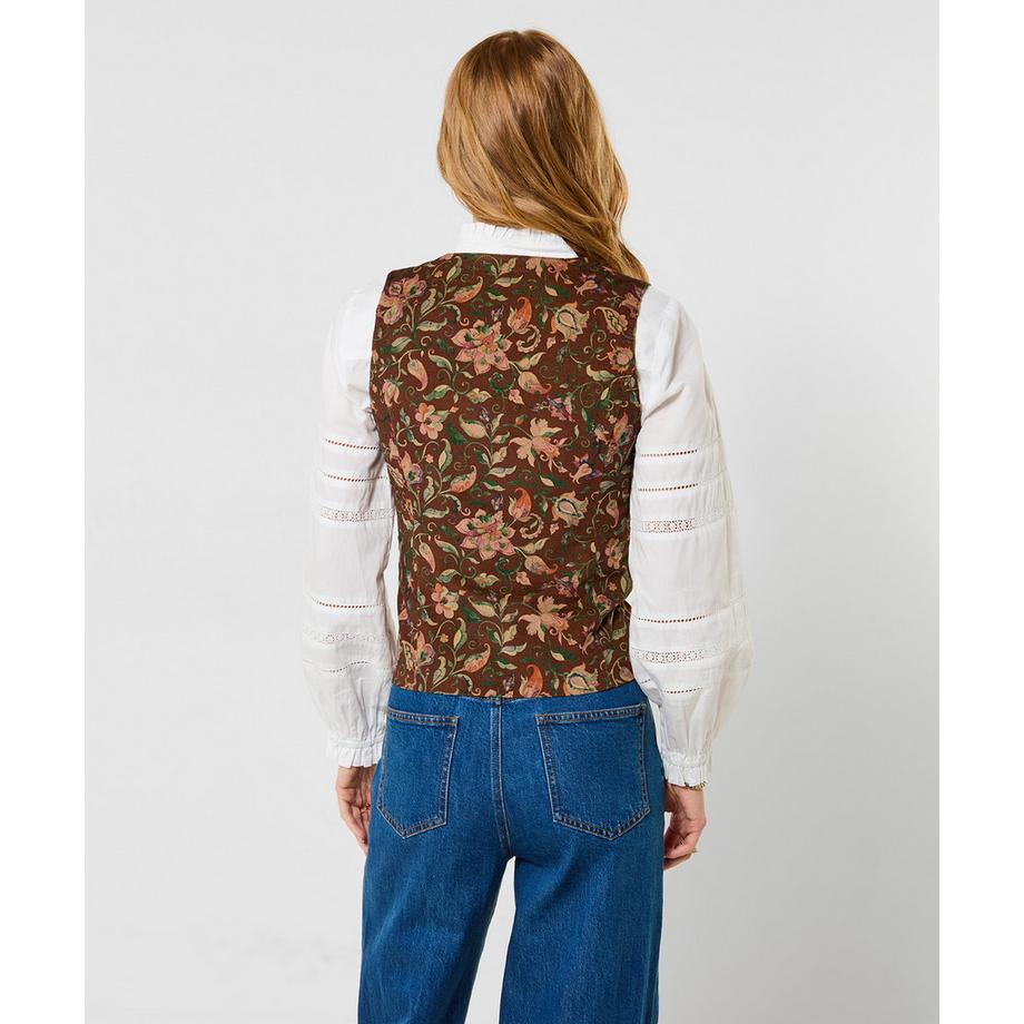 Joe Browns Gilet in Velluto a Coste con Stampa Floreale Autunnale  