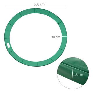 Northio Set Di Accessori Per Trampolino Copertura Per Bordi, Rete Di Sicurezza, Per 8 Piedi-15 Piedi, Ø 366 Cm, Verde  