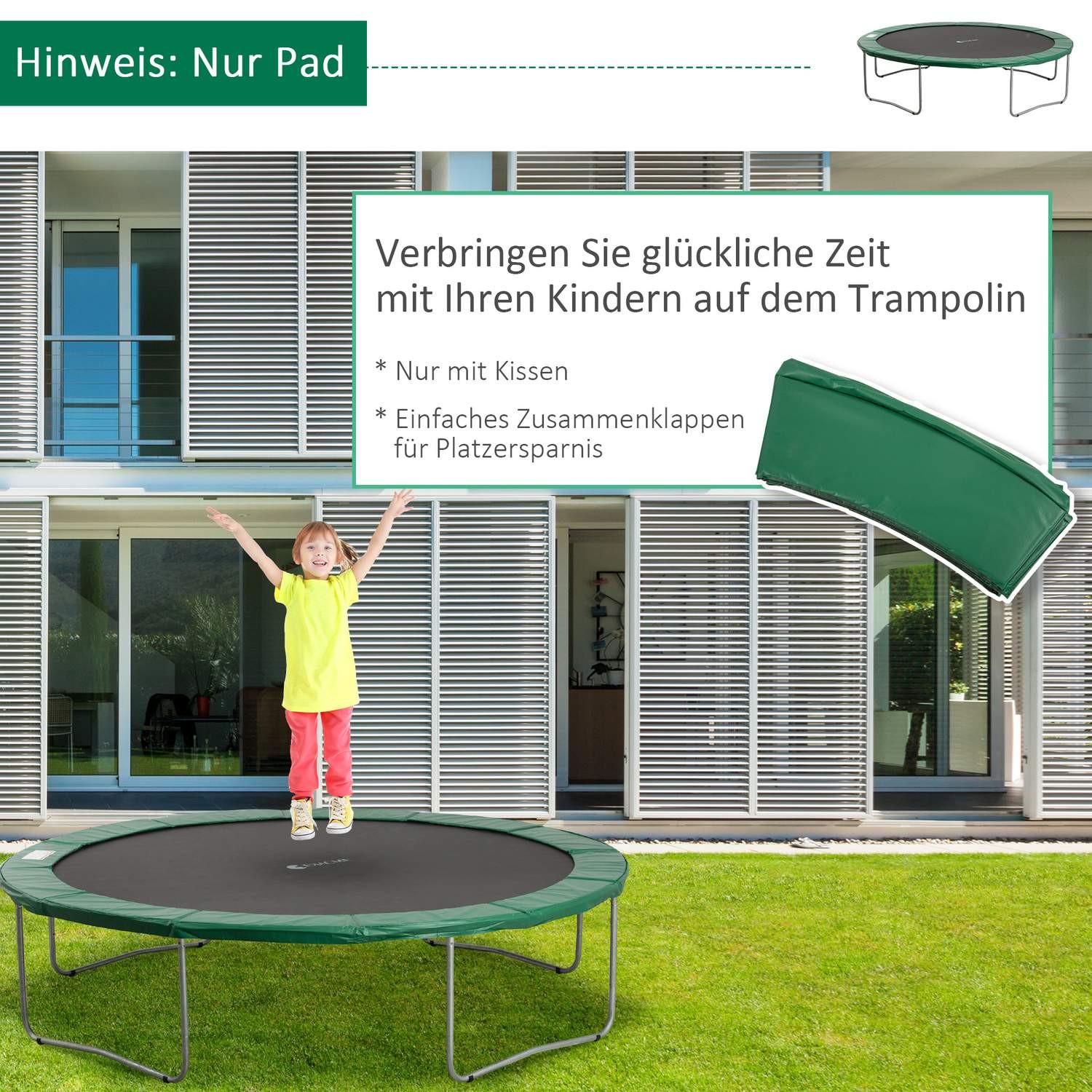 Northio Set Di Accessori Per Trampolino Copertura Per Bordi, Rete Di Sicurezza, Per 8 Piedi-15 Piedi, Ø 366 Cm, Verde  