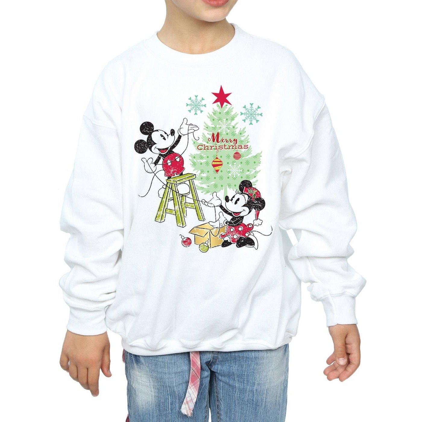 Disney  Mickey And Minnie Christmas Tree Sweatshirt 