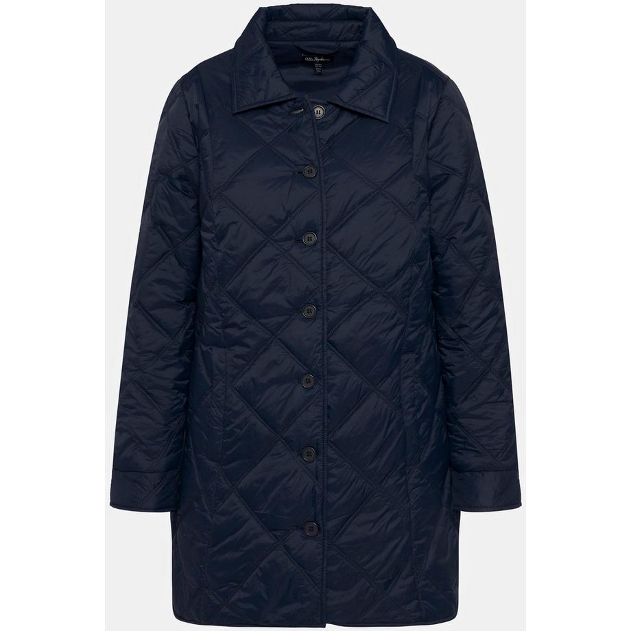 Ulla Popken Veste matelassée avec doublure ornementale col de chemise et fentes à l'ourlet  