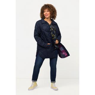 Ulla Popken Giacca trapuntata con fodera decorativa collo da camicia e spacchetti sull'orlo  