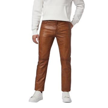 Pantalon en cuir pour homme, Trant Pant, jeans en cuir à cinq poches en cuir d'agneau lavé.