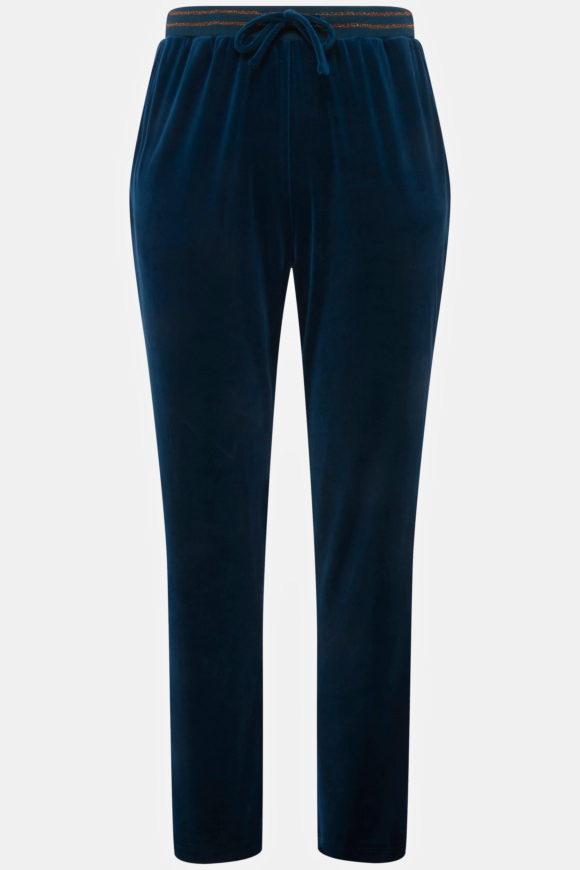 Ulla Popken  Pantalon de jogging en velours, couture brillante, poches 