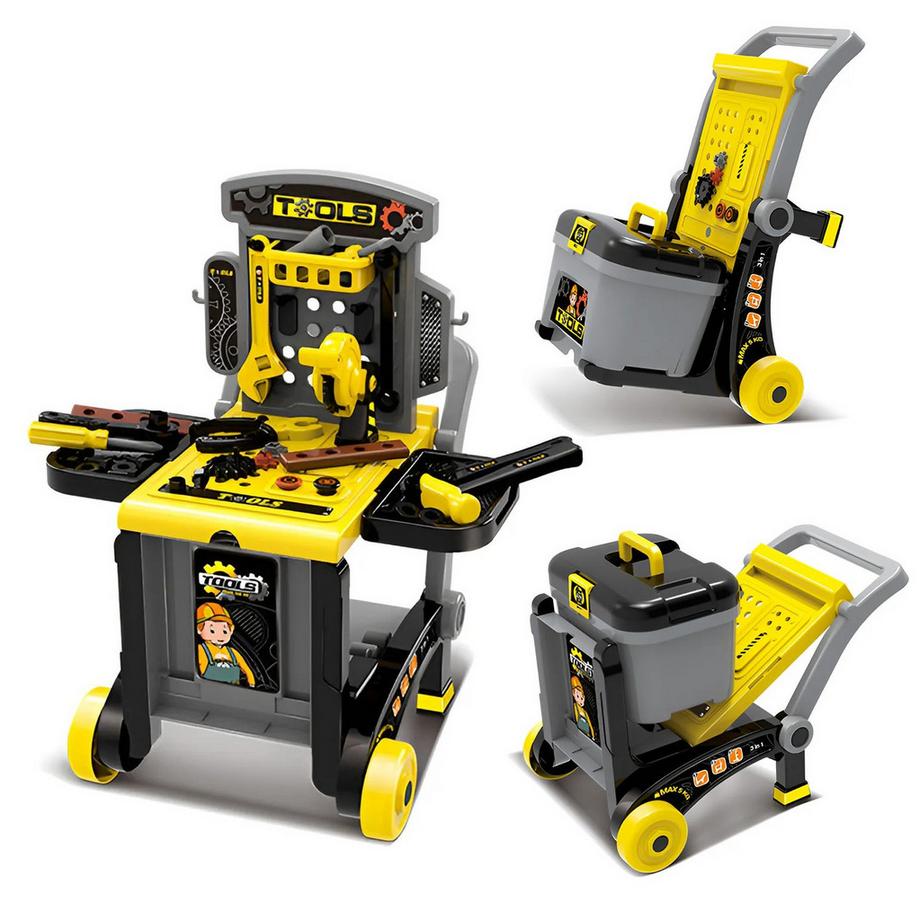 Pricenet  Atelier de bricolage pour enfants 3en1 avec outils, pliable 