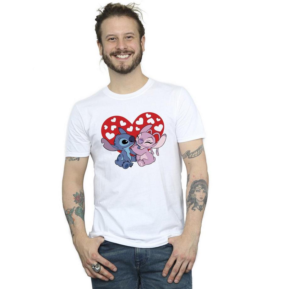 Disney T-shirt grafica Stitch e Angel Cuore  