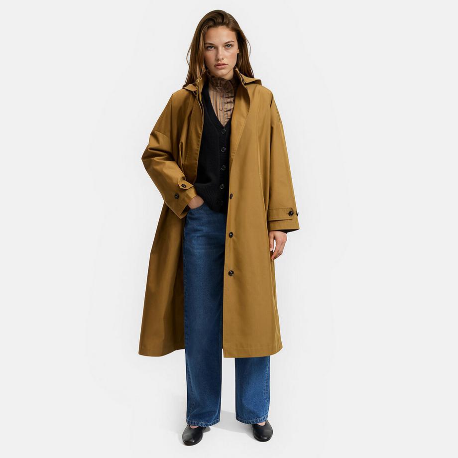 Oversize-Trenchcoat mit abnehmbarer Kapuze