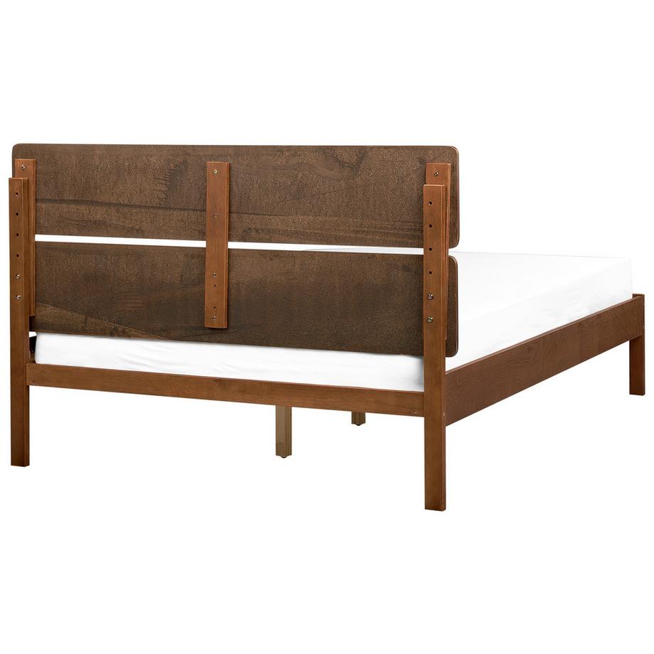 Beliani Lit avec sommier en Bois d'hévéa  BOISSET  