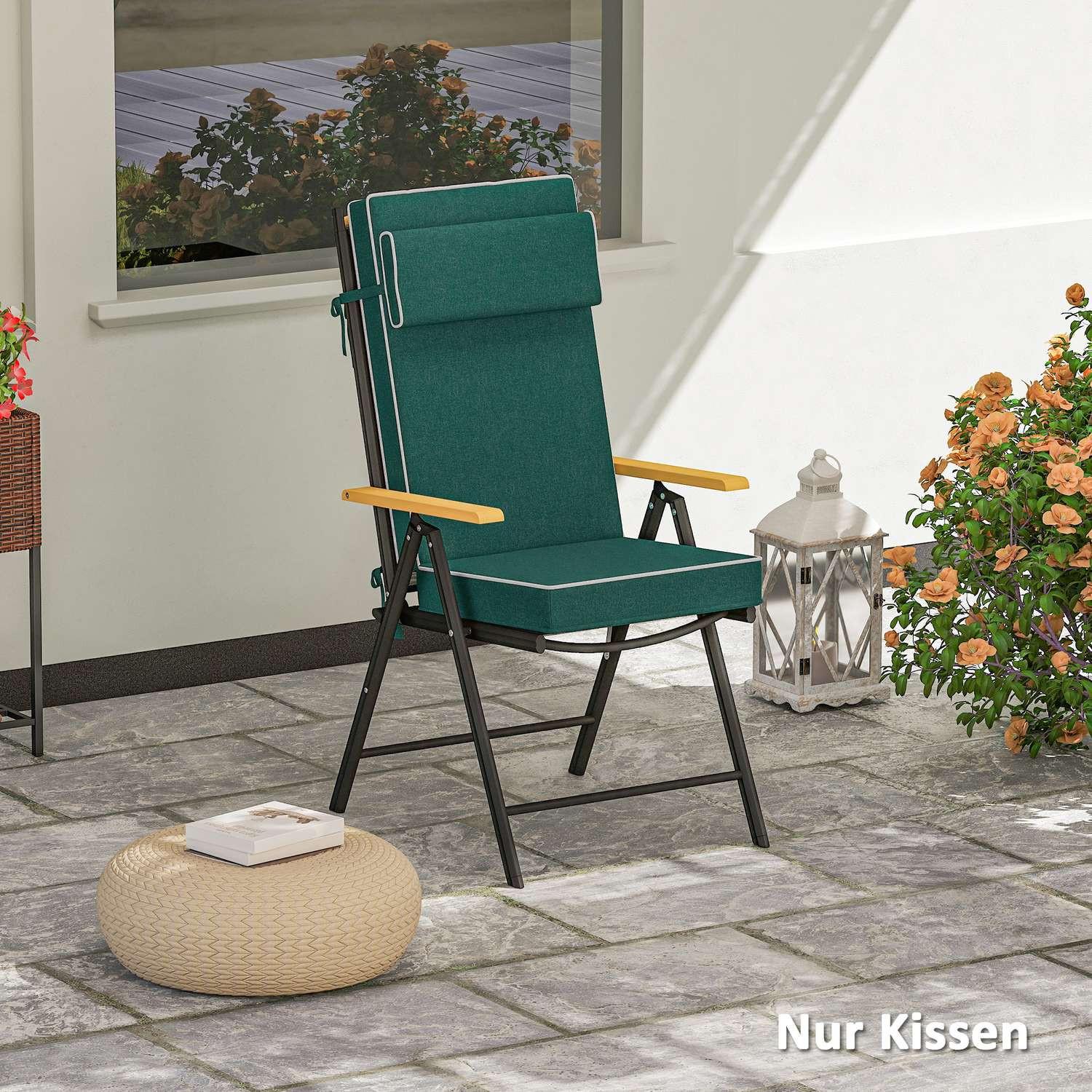 Northio Cuscino per sedile 120 x 47 x 9,5 cm cuscino per sedia idrorepellente con lacci, poggiatesta, cuscino per sedile da esterno e interno UPF50+, cuscino per sedia pieghevole, sedia da pranzo, verde Aosom  