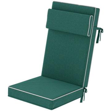 Cuscino per sedile 120 x 47 x 9,5 cm cuscino per sedia idrorepellente con lacci, poggiatesta, cuscino per sedile da esterno e interno UPF50+, cuscino per sedia pieghevole, sedia da pranzo, verde Aosom