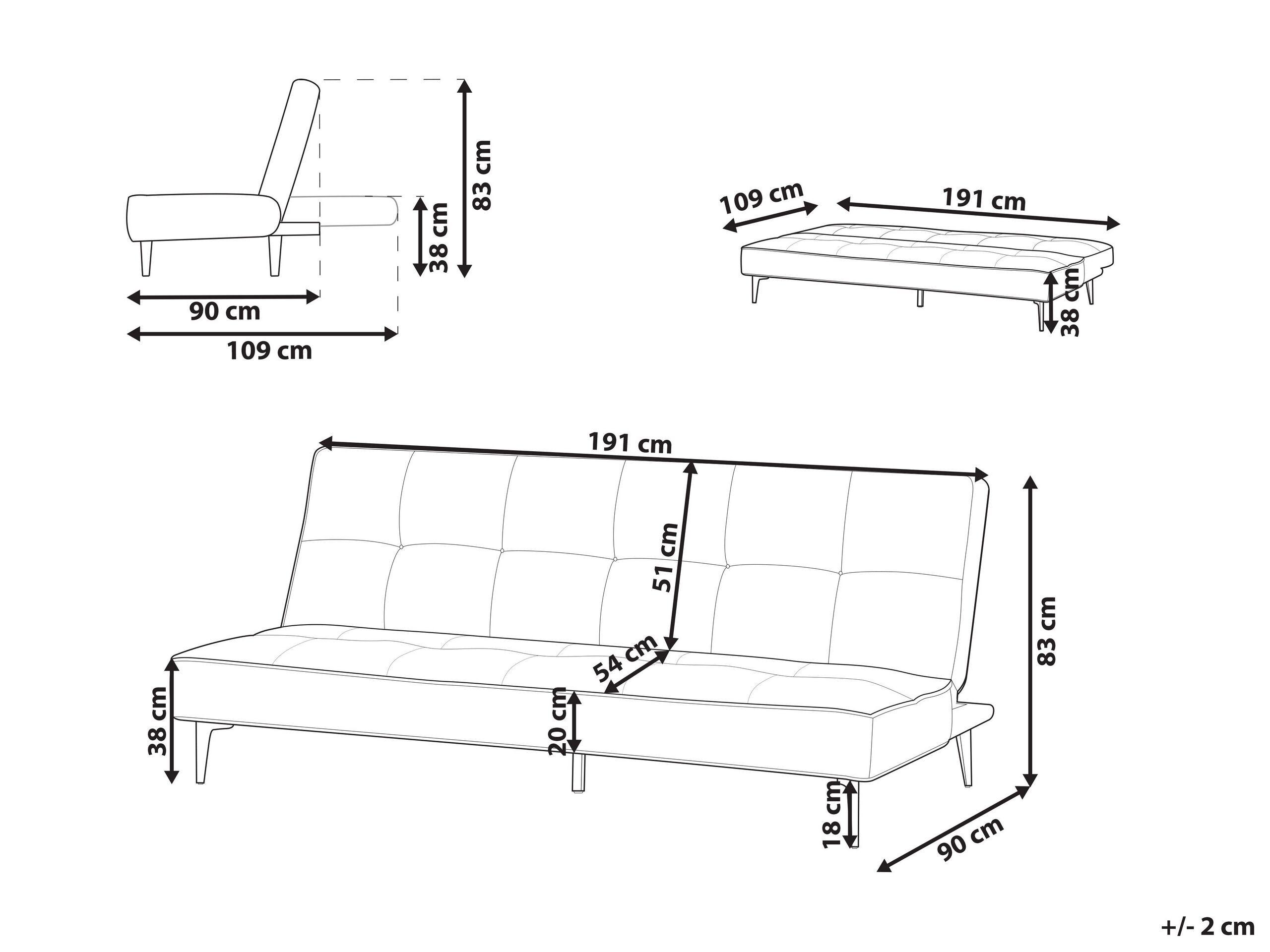 Beliani Divano letto en Tessuto Moderno ESSVIK  