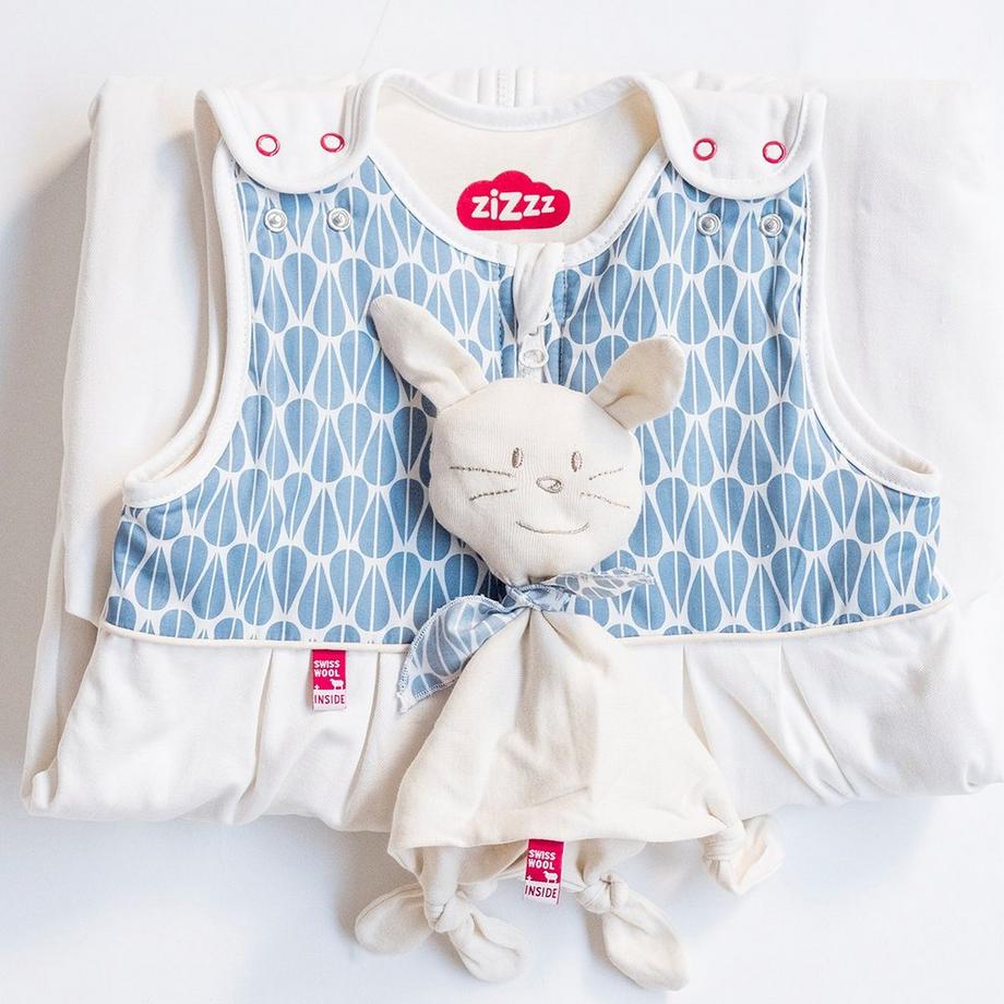 Zizzz  Doudou Rabbit Little Leaves coton bio & Swisswool 