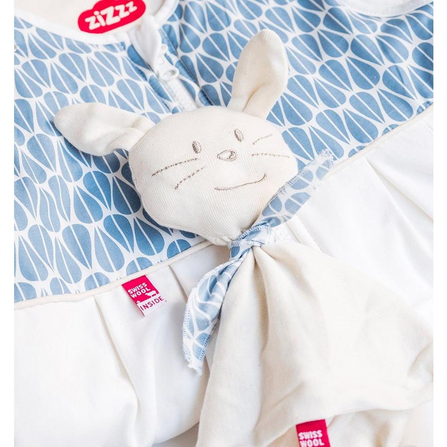 Zizzz  Doudou Rabbit Little Leaves coton bio & Swisswool 