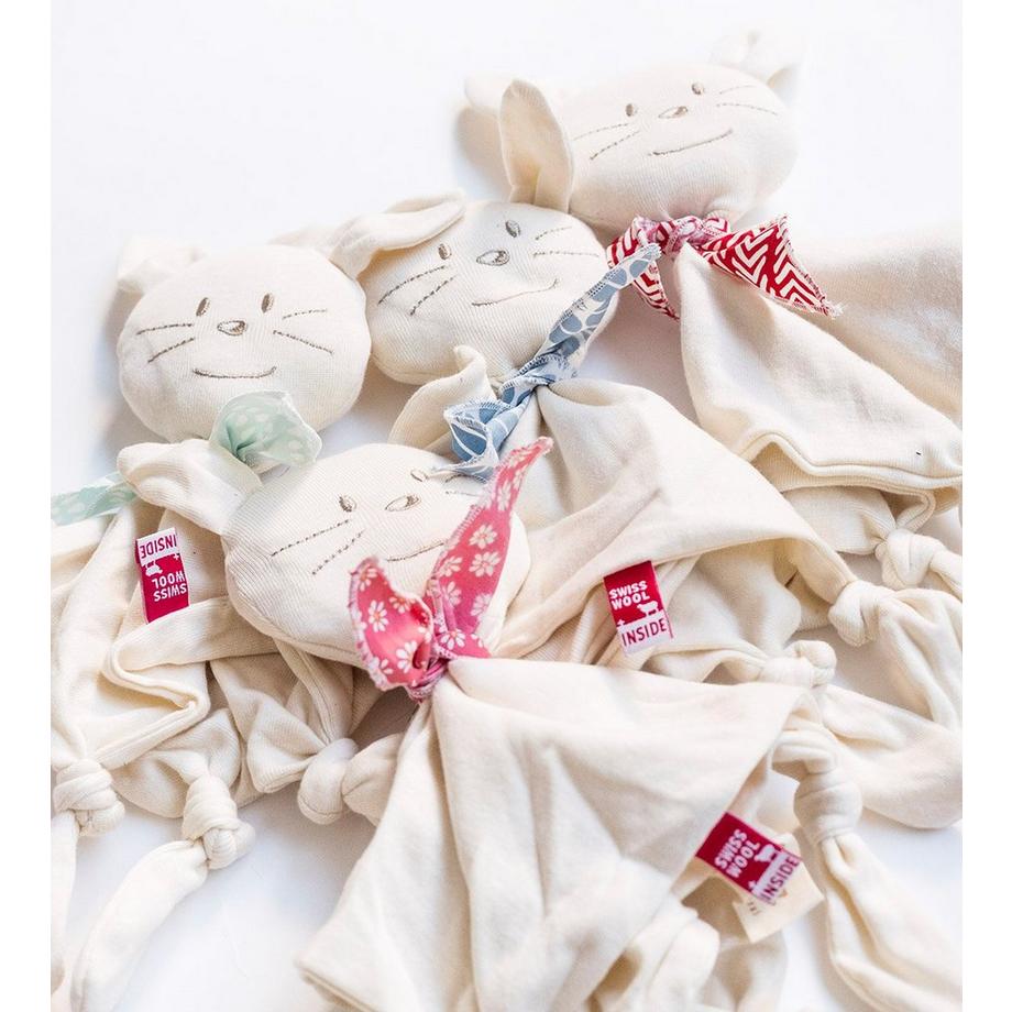 Zizzz  Doudou Rabbit Little Leaves coton bio & Swisswool 