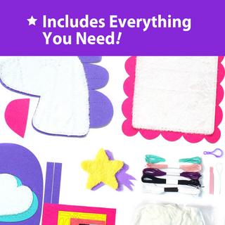 Activity-board  My First Sewing Unicorn kit de couture pour enfants, 5 projets mignons avec peluche, coussin, mobile, porte-clés et sac, instructions et feutrine 