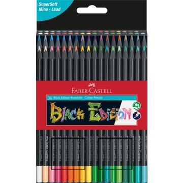 FABER-CASTELL Farbstifte Black Edition 116436 neon Farben ass. 36 Stück