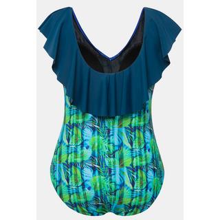 Ulla Popken Costume da bagno Fiori Righe Coppe Morbide Volant  