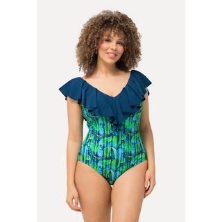 Ulla Popken Costume da bagno Fiori Righe Coppe Morbide Volant  