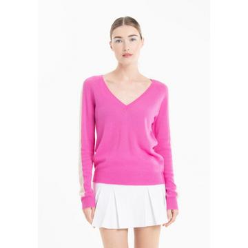 Maglione con collo a V e fascia sulle maniche - 100% cashmere RIA 1