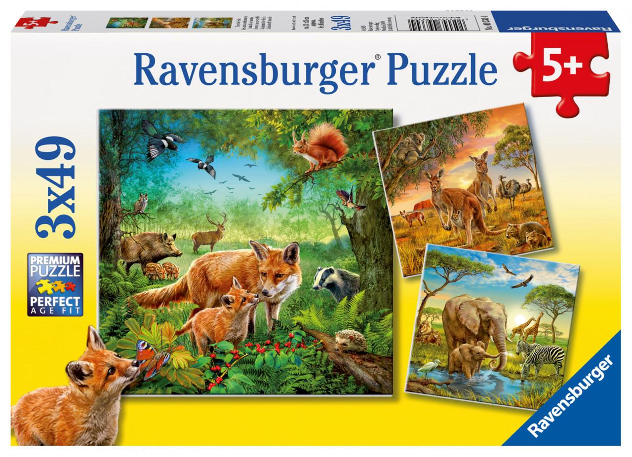 Ravensburger  Puzzle Tiere der Erde (3x49) 