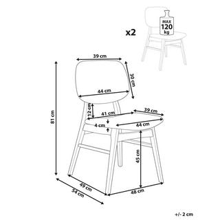 Beliani Lot de 2 chaises de salle à manger en Bois d'hévéa Rétro ELLA  