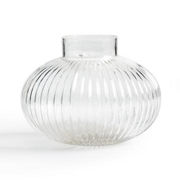 Vase rond en verre strié H15 cm