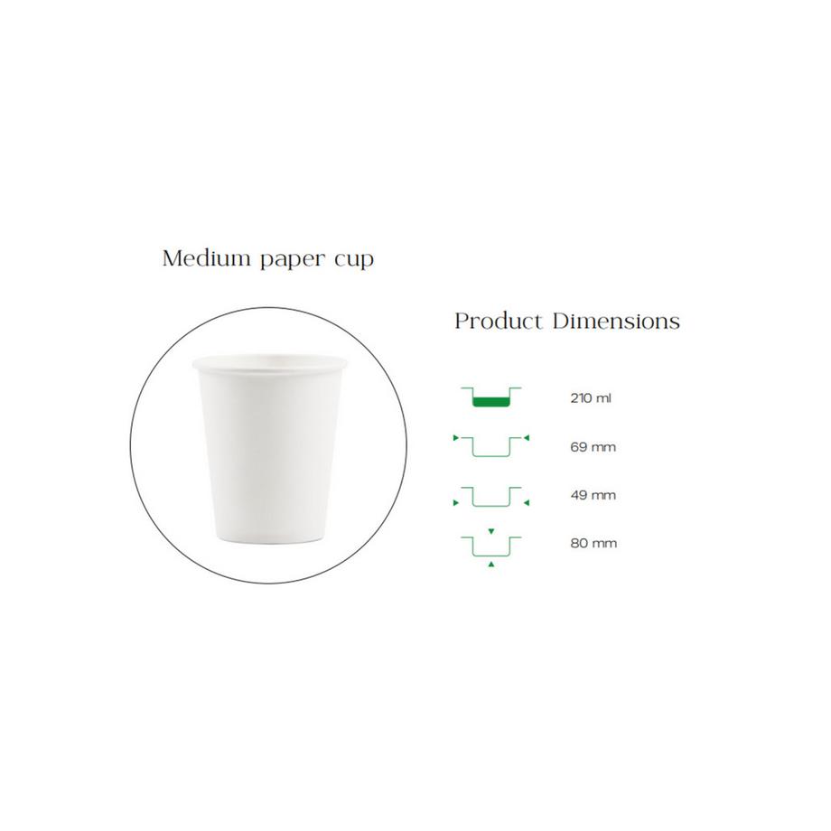 Diademita  Pappbecher, Trinkbecher, Heißgetränk, Kaffeebecher 7 oz (210 ml) 100 Stück 