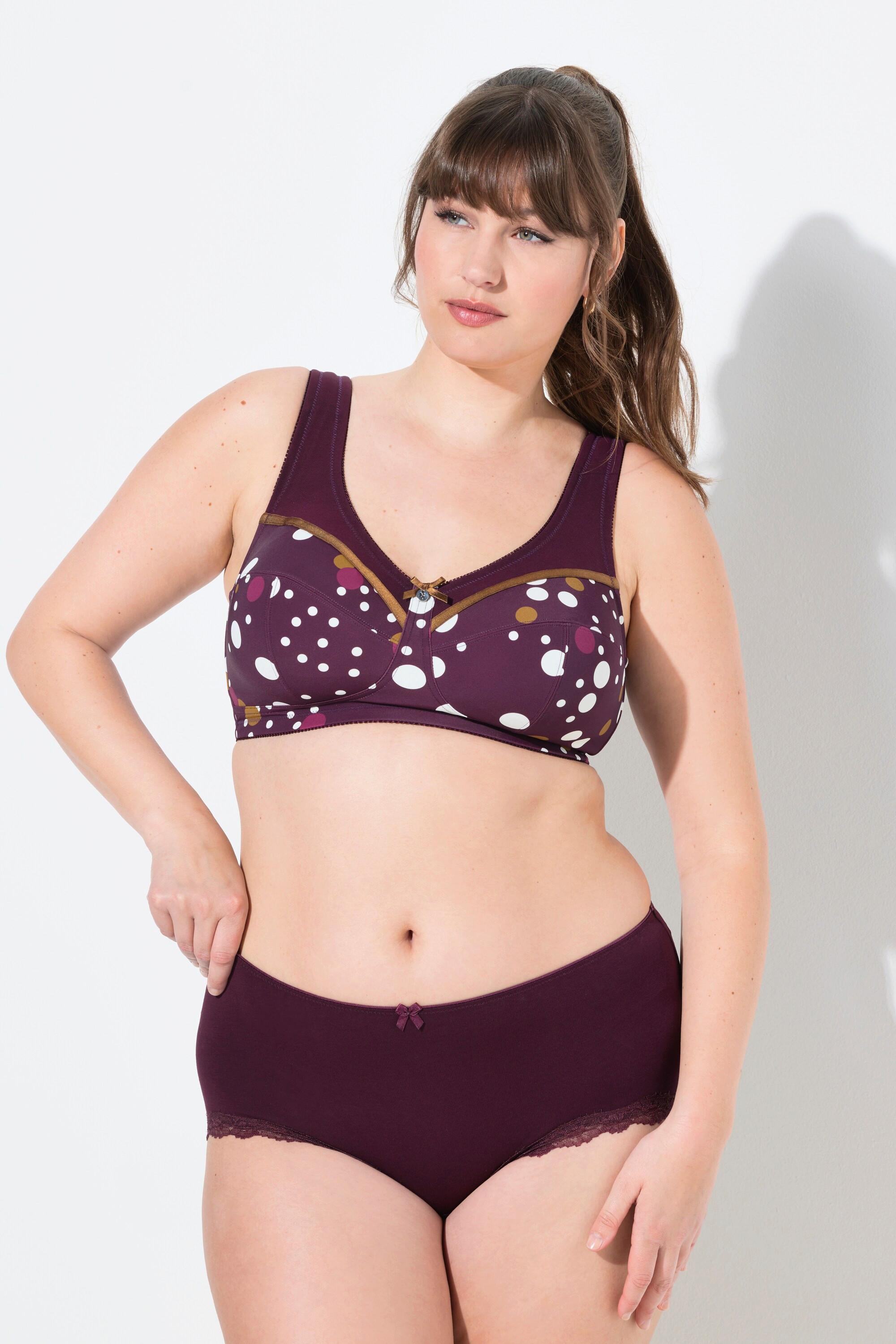 Ulla Popken Hipster Confezione da 3 Righe Pois Tinta Unita  