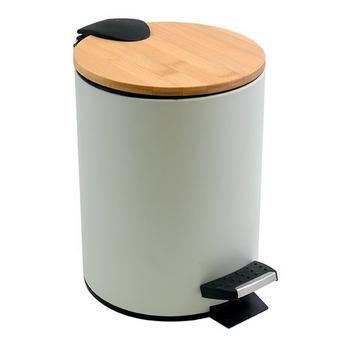 Badezimmer Treteimer Stahl & Bambus ADONIS 3L Weiß