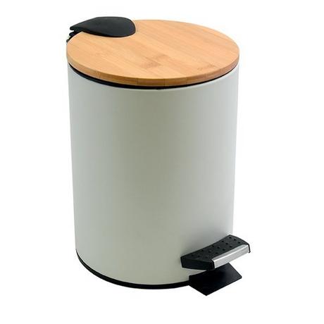 spirella Badezimmer Treteimer Stahl & Bambus ADONIS 3L Weiß  