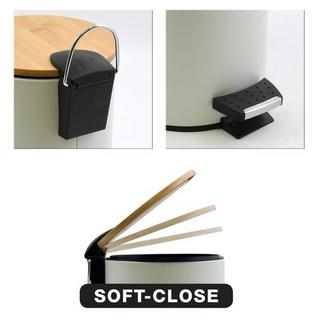 spirella Poubelle à pédale Acier & Bambou ADONIS 3L Blanc  